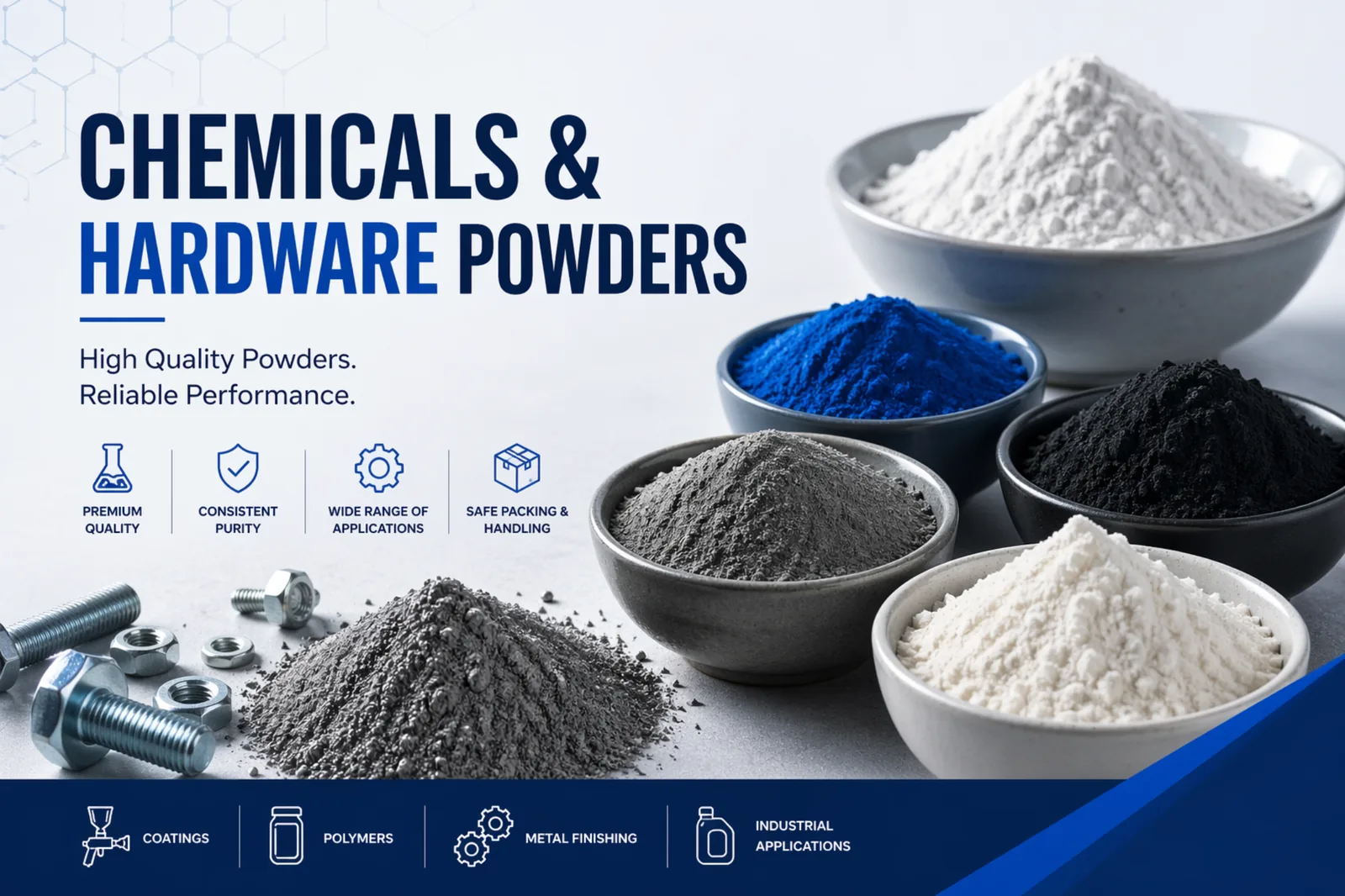 Chemicals and hardware powders application banner