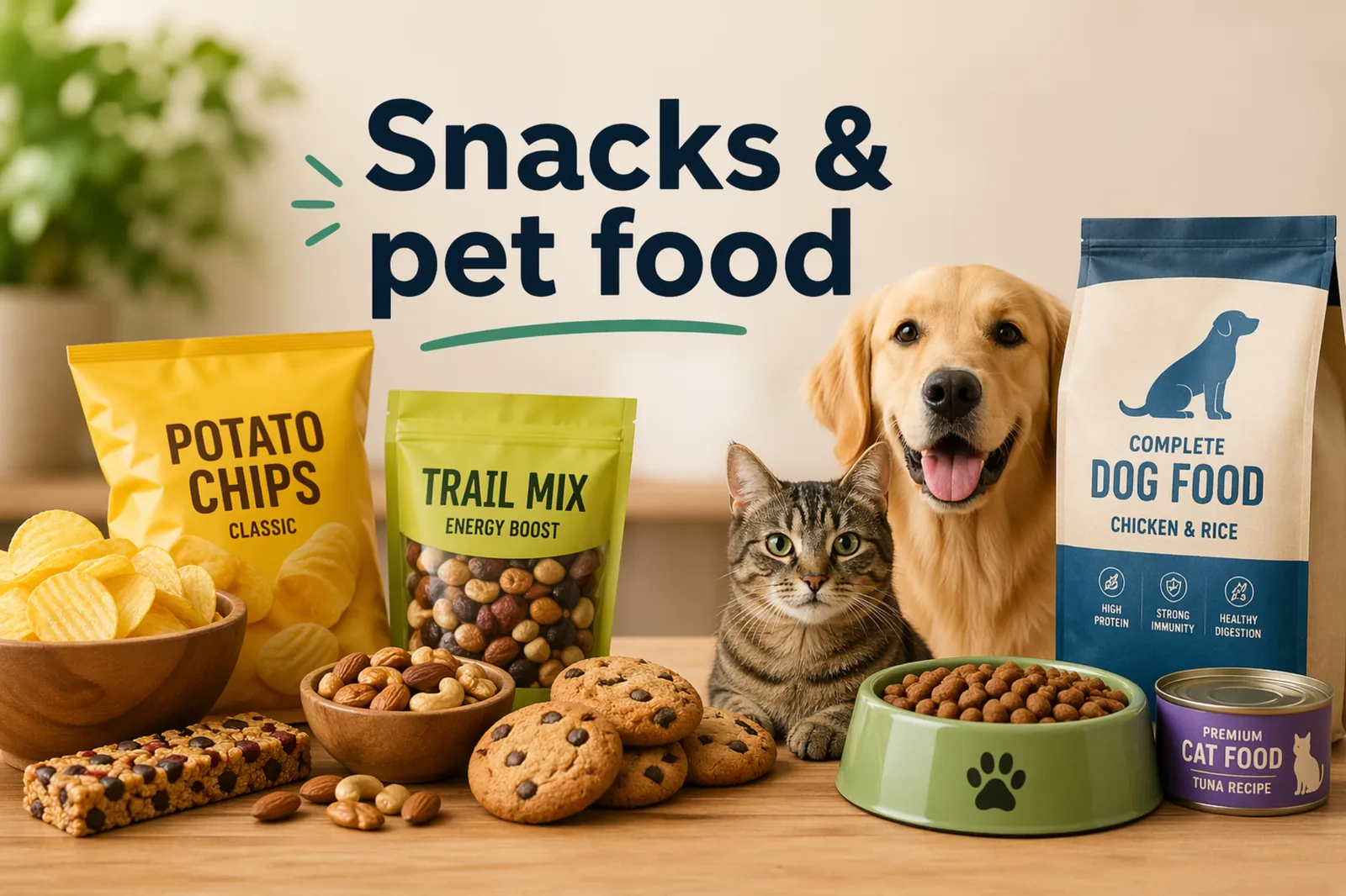 Snacks and pet food application banner
